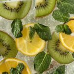 sliced lemon and kiwi in drink